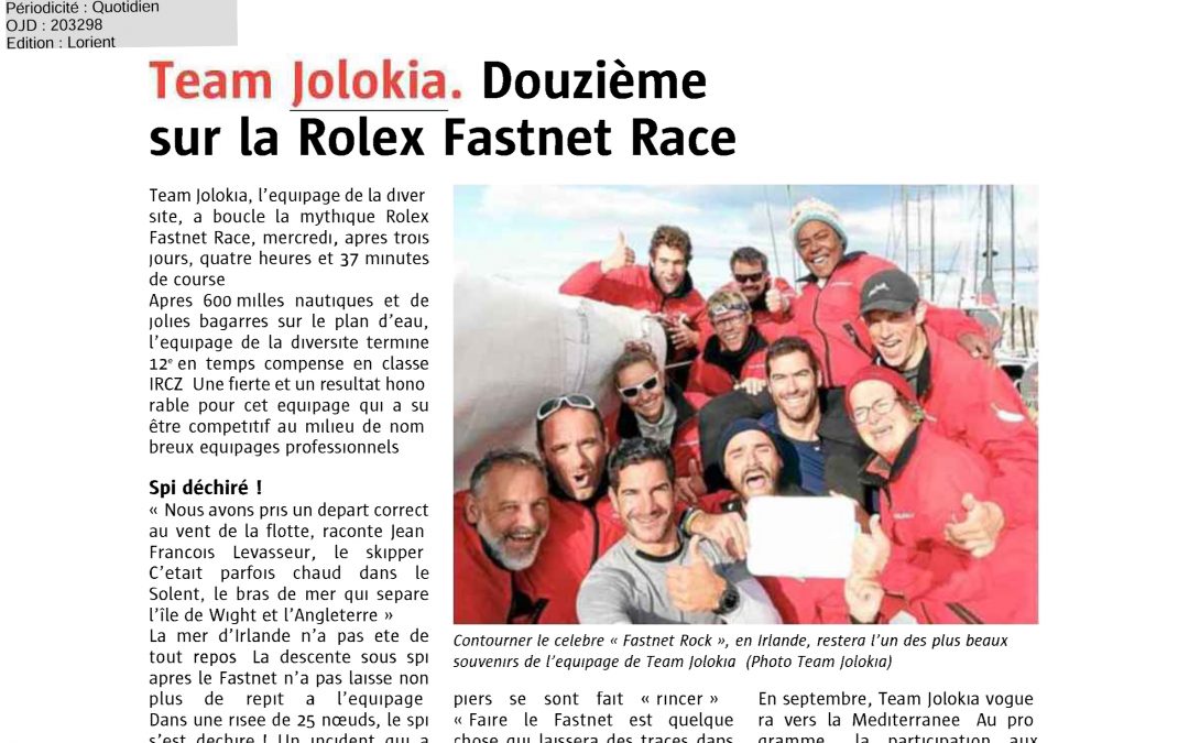 Team Jolokia. Douzième sur la Rolex Fastnet Race