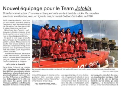 Ouest-france, 9 mars, « Nouvel équipage pour le Team Jolokia »